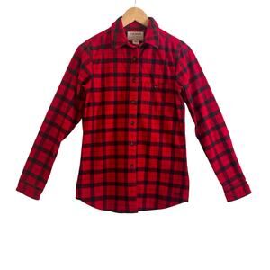 Women’s Filson Alaskan Guide Brushed Cotton Shirt Small Red Black Plaid Workwear